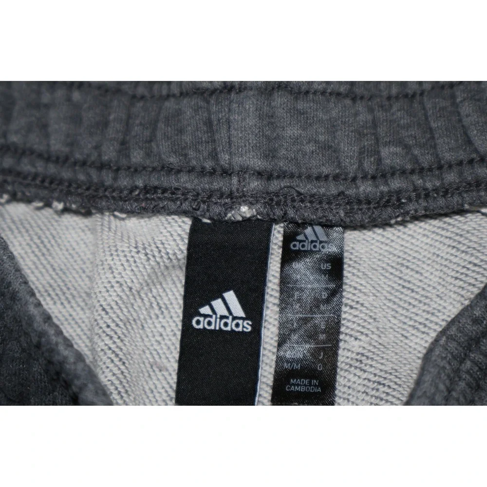 Adidas Sweatpants Mens Medium Gray Black 3-Stripe Joggers Gym Workout